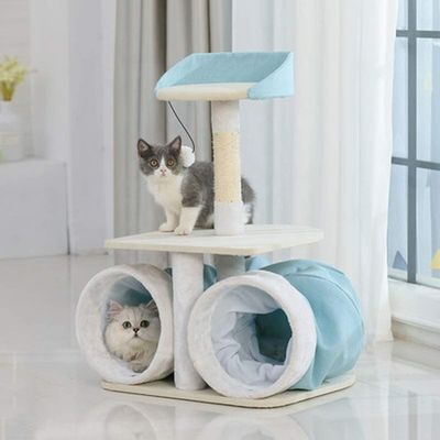 Plüsch-Cat Climbing Tree Frame Jumping-Plattform mit Tunnel Toy Luxury Scratcher Tree Bed