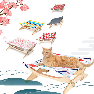 Erhöhtes Cat Beds Cat Hammock Blanket-Bett-hölzernes abnehmbares Rahmen-Quadrat, das waschbare Cat Sofa hängt