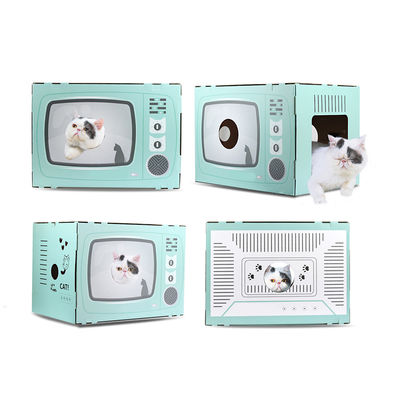 Cat House Scratcher Retro Fernsehen formen Cat Lounge mit Notizblock-Wellpappen-Höhlen-Bett Scratcher