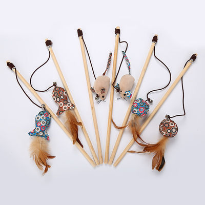 Huhn geformte Cat Pet Toys Teaser Stick mit Feder-hölzernen Spielwaren für Katzen