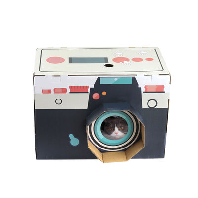 Cat House Scratcher Retro Camera formen Cat Lounge mit Notizblock-Wellpappen-Höhlen-Bett Scratcher