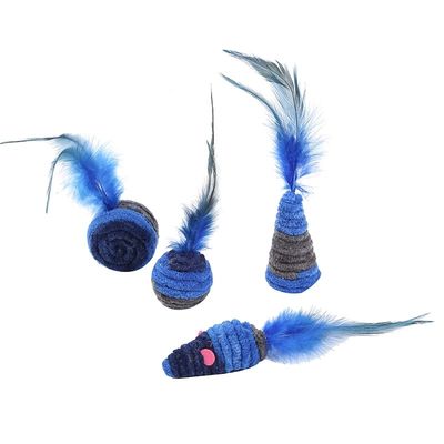 Selbsterregte Cat Pet Toys Dark Blue-Feder-Maus Cat Toy Anti Depression