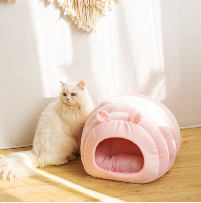 Halbgeschlossenes bequemes Haustier-Bett beruhigen sich Schlaf-Mat Removeable Cover Nest For-Katze
