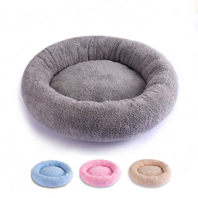 Luxusplüsch-weiches rundes Donut-Hundebett-waschbares Kissen-Sofa 560g für Katze