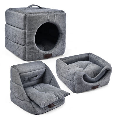 3 in 1 faltendem Cat Cave Dir Resistant Comfortable-Haustier-Bett Grey Cat Bed House