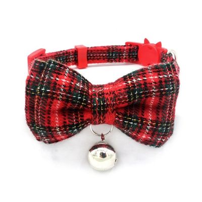Schottische Baumwollbreite Schottenstoff-Bowtie Cat Collar Safety Buckle Withs Bell justieren 13-22cm