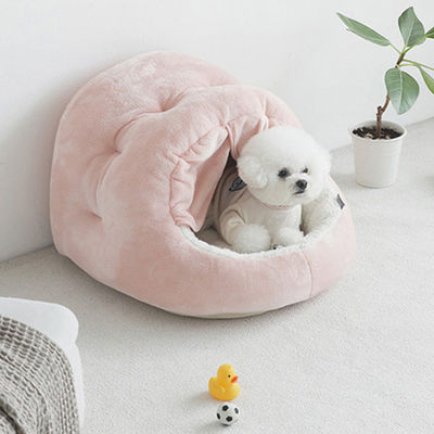 Geglaubtes Hunde-Bett-Haustier betten Luxus-Cat Cave Plush Yurt Door-Vorhang-bequeme halbgeschlossene Haustier-Hundehütte