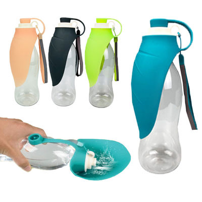 Faltbare Wasser-Flasche BSCI 20oz für Hunde mit Silikon-Schüssel-leichten Schlägen