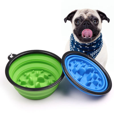 Langsamer Zufuhr-großer Hundezusammenklappbare Schüssel 4 Schalen 35oz BPA freie faltende Hundewasser-Schüssel-