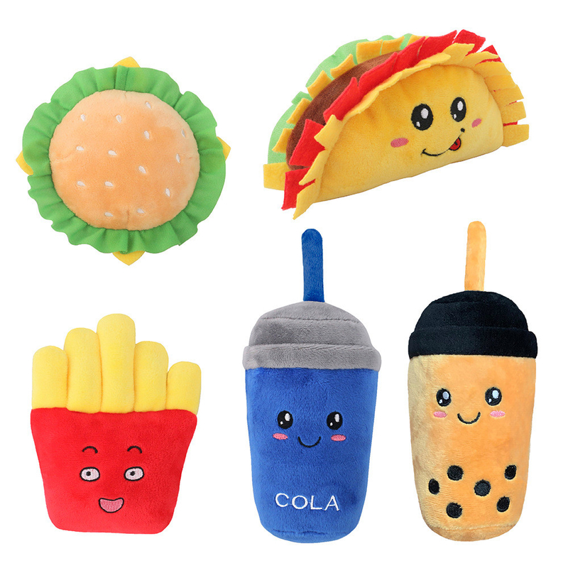 Angefüllte Chips Hot Dog Cola Fast-Nahrungsmittelplüsch-Haustier-Spielwaren für Hunde