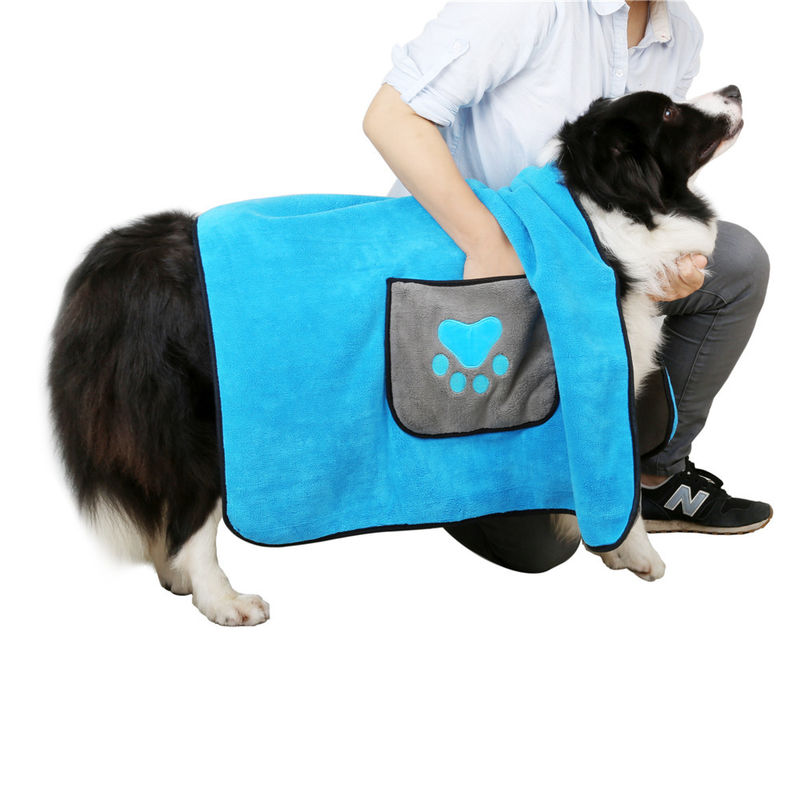 super saugfähige Faser verdicken Winter-Hundebademantel-Tuch mit Taschen für die großen trockenen Hunde schnell