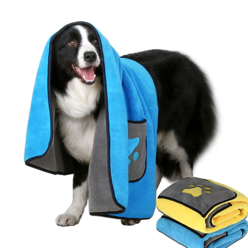 super saugfähige Faser verdicken Winter-Hundebademantel-Tuch mit Taschen für die großen trockenen Hunde schnell