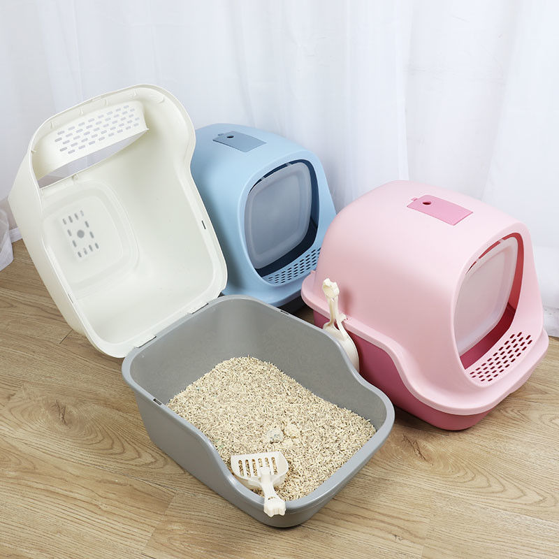 Gekapselte Cat Litter Pan Waterproof Hooded Cat Litter Box With Shovel