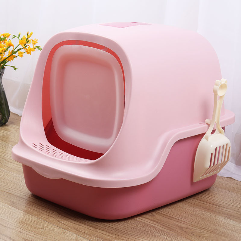 Gekapselte Cat Litter Pan Waterproof Hooded Cat Litter Box With Shovel