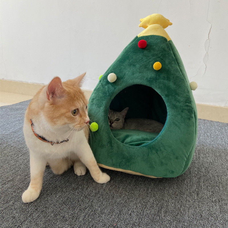 Katzen-Welpen-Bett-waschbares warmes Haustier-Bett-Luxusweihnachtsbaum Höhlen-Matte der hohen Qualität