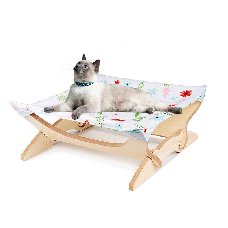 Erhöhtes Cat Beds Cat Hammock Blanket-Bett-hölzernes abnehmbares Rahmen-Quadrat, das waschbare Cat Sofa hängt