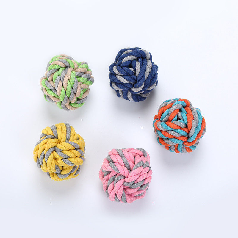 Biss-beständiger Baumwollhundeseil-Toy Ball Braided Cotton Chew-Knoten-Ball für das Hundezahn-Säubern