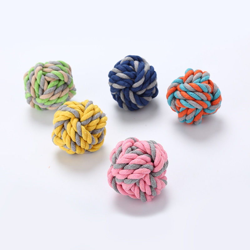 Biss-beständiger Baumwollhundeseil-Toy Ball Braided Cotton Chew-Knoten-Ball für das Hundezahn-Säubern