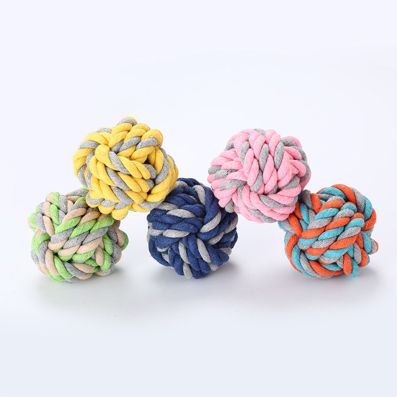 Biss-beständiger Baumwollhundeseil-Toy Ball Braided Cotton Chew-Knoten-Ball für das Hundezahn-Säubern