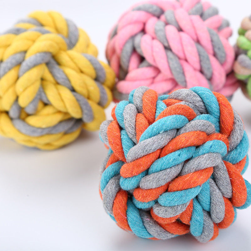 Biss-beständiger Baumwollhundeseil-Toy Ball Braided Cotton Chew-Knoten-Ball für das Hundezahn-Säubern