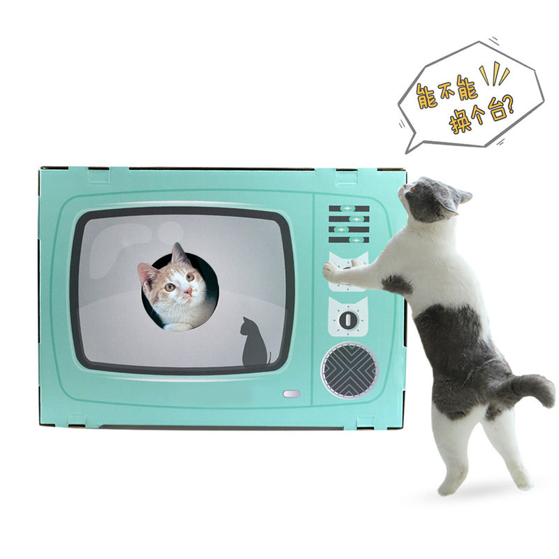 Cat House Scratcher Retro Fernsehen formen Cat Lounge mit Notizblock-Wellpappen-Höhlen-Bett Scratcher