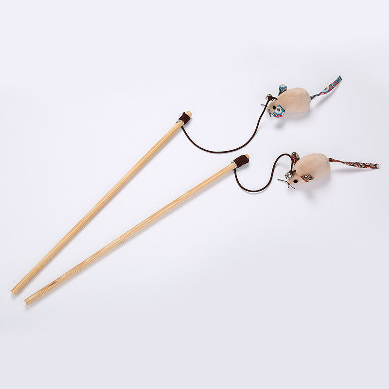 Huhn geformte Cat Pet Toys Teaser Stick mit Feder-hölzernen Spielwaren für Katzen