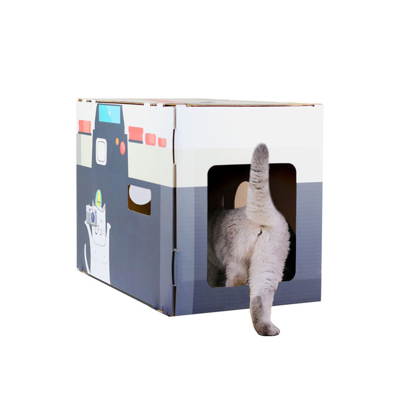 Cat House Scratcher Retro Camera formen Cat Lounge mit Notizblock-Wellpappen-Höhlen-Bett Scratcher