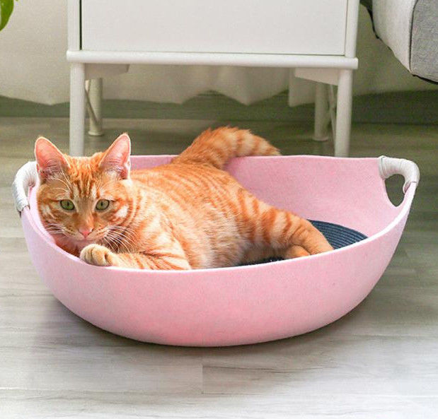 Filzkatzennest mit für Nestkatzenhundebettkatzen-Bettnest 100% des Sicherheitshaustieres rundem