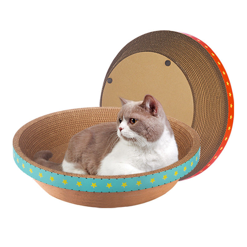 Dauerhafte runde Pappe Cat Bed Bowl Shape Corrugated Cat Scratching Pad 700g