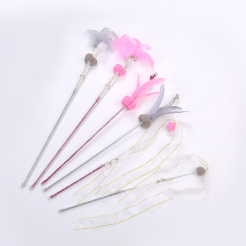 Wechselwirkende Feder-Cat Pet Toys Wand Plastic-Fee Cat Teaser Stick