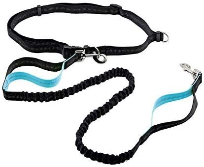 Einziehbare Seil-reflektierende Hundegeschirr-Taillen-Gurt-Doppelgriff-elastische Federelement-Handfreie Hundeleine