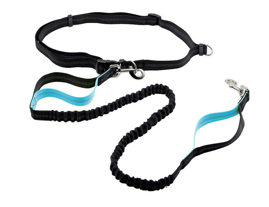 Einziehbare Seil-reflektierende Hundegeschirr-Taillen-Gurt-Doppelgriff-elastische Federelement-Handfreie Hundeleine