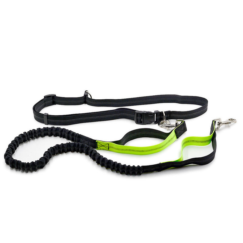 Einziehbare Seil-reflektierende Hundegeschirr-Taillen-Gurt-Doppelgriff-elastische Federelement-Handfreie Hundeleine