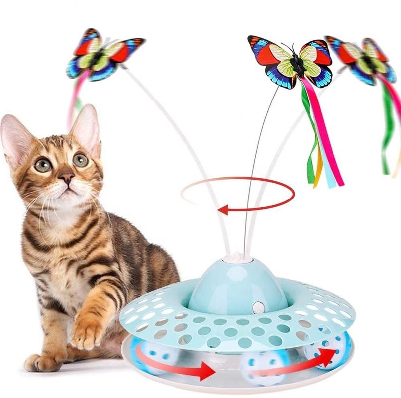 Wechselwirkende Cat Automatic Teaser u. Prüfsystem Kitten Toys With Spinning Butterfly
