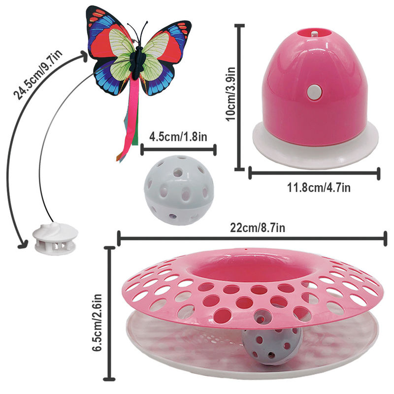 Wechselwirkende Cat Automatic Teaser u. Prüfsystem Kitten Toys With Spinning Butterfly