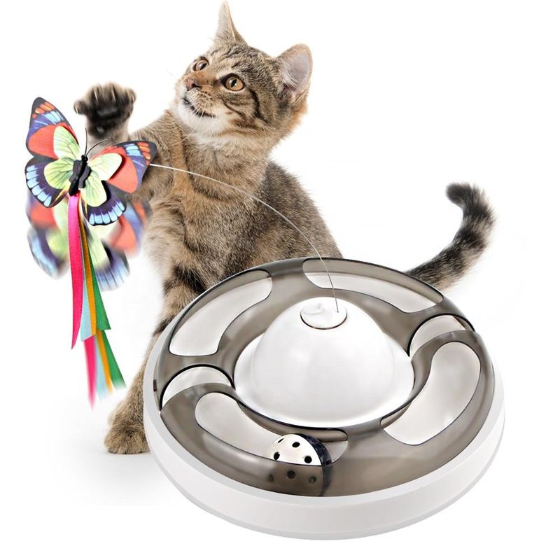 Elektrische drehende Cat Pet Toys With Ball, die langweiligen Selbsthe Schmetterling Cat Toy entlastet