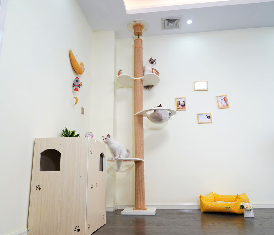 Große hölzerne Cat Climbing Tree Floor To-Decke, die Haus 82*40*87cm spielt