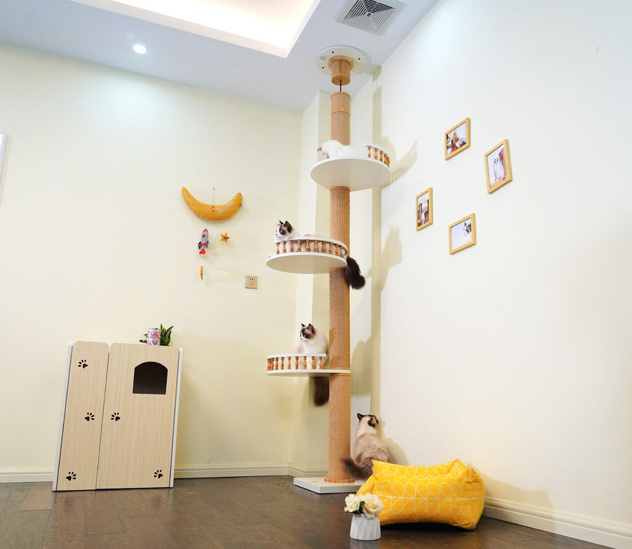 Große hölzerne Cat Climbing Tree Floor To-Decke, die Haus 82*40*87cm spielt