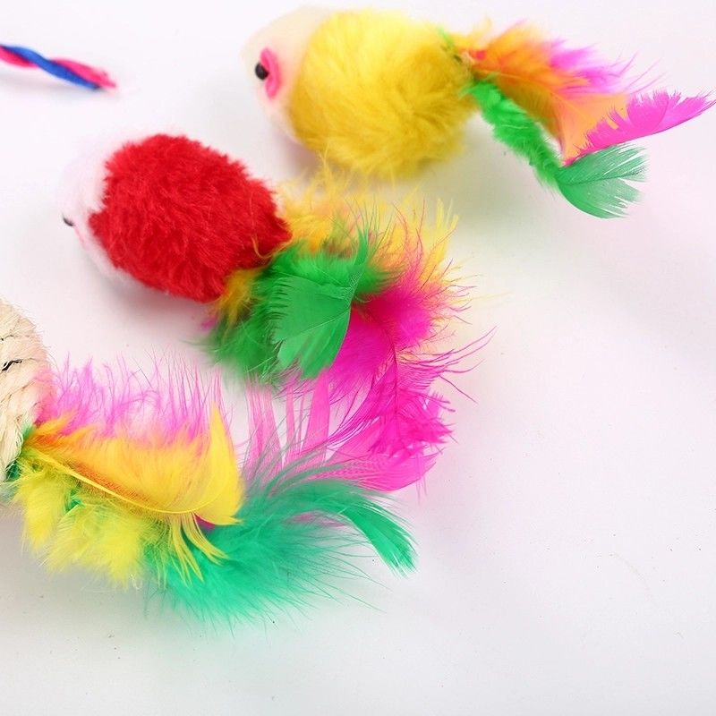 20 Fisch-flaumige Mäusemäusebälle PC-Cat Toys Kitten Toys Assorteds Cat Tunnel Feather Teaser Wand und Bell-Spielwaren für Katze