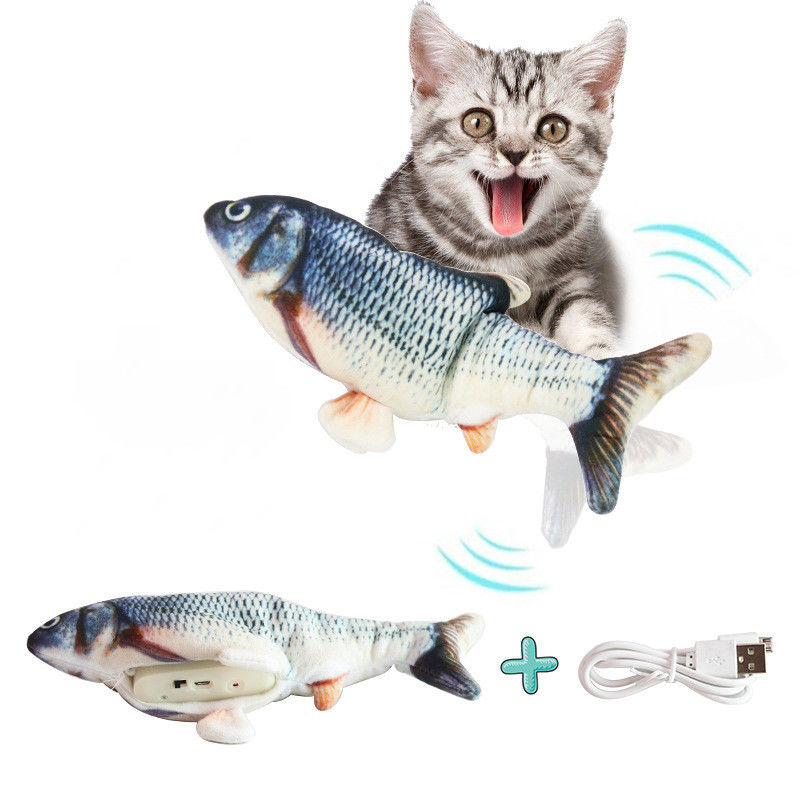 Elektrischer schlaffer Fisch Cat Toy Simulation Wiggle Fish Catnip spielt Plüsch, den wechselwirkender beweglicher Tanzen-Fisch für Katzen spielt