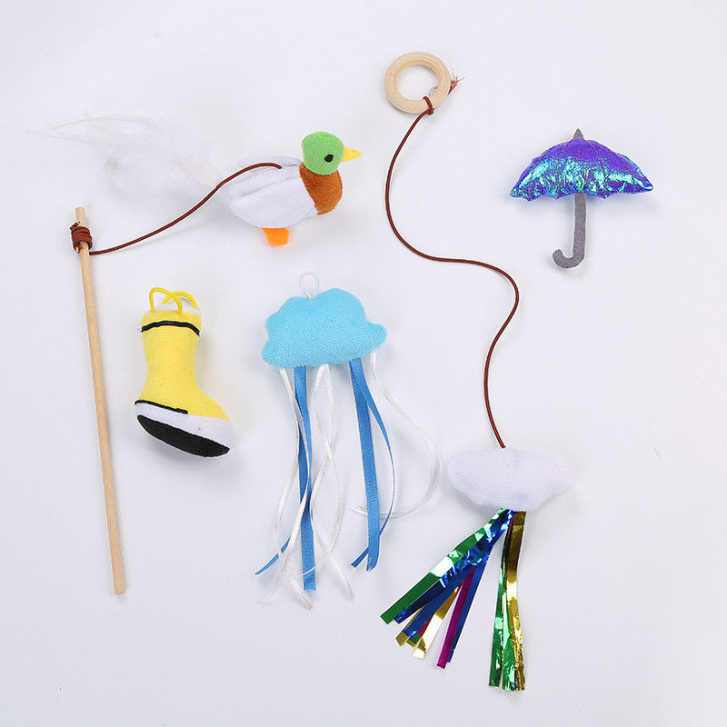 Wechselwirkender Laser Cat Teaser Toy Feathers Wand sortierte Plüsch-vernehmbare Schuhe, die Vögel Cat Toy Set formen