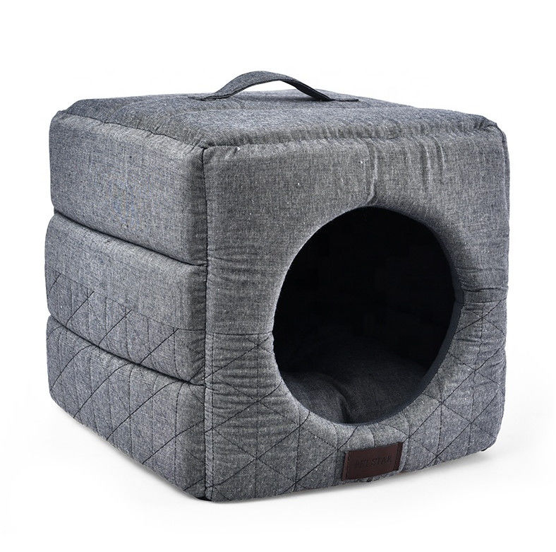 3 in 1 faltendem Cat Cave Dir Resistant Comfortable-Haustier-Bett Grey Cat Bed House