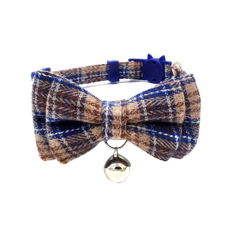 Schottische Baumwollbreite Schottenstoff-Bowtie Cat Collar Safety Buckle Withs Bell justieren 13-22cm