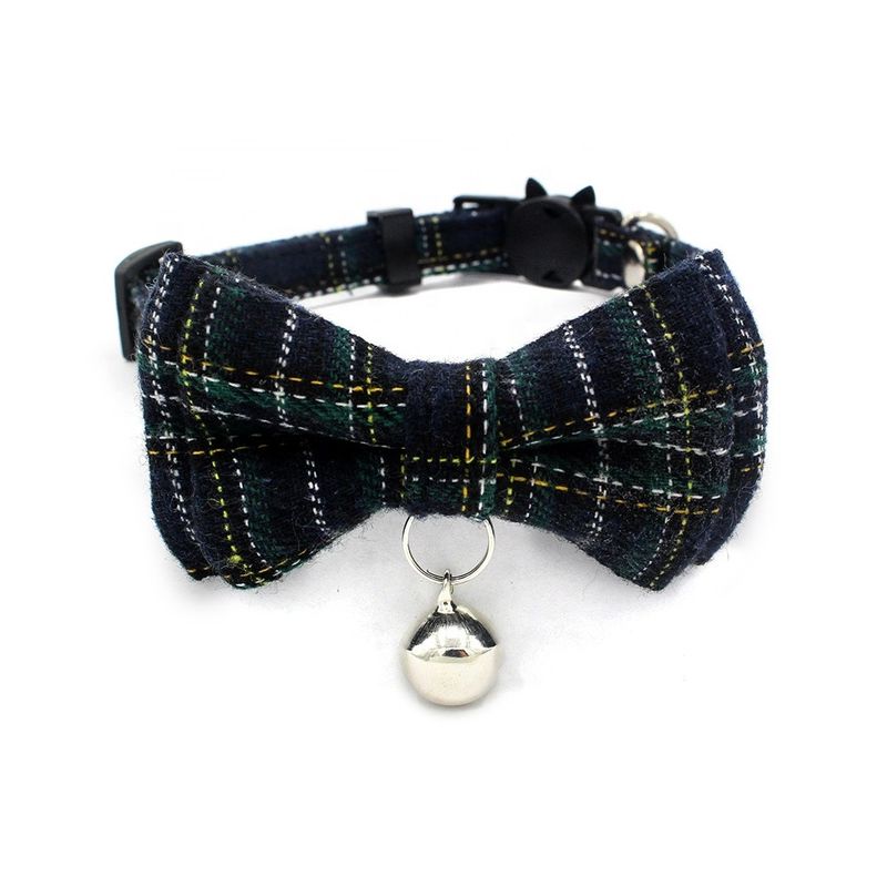 Schottische Baumwollbreite Schottenstoff-Bowtie Cat Collar Safety Buckle Withs Bell justieren 13-22cm