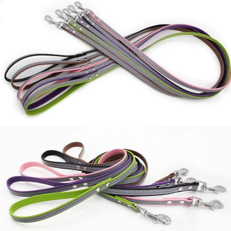 Reflektierender Hundehalsring, Doppelschicht-weiche lederne Haustier-Leine, Cat Dog Collar Leash Set