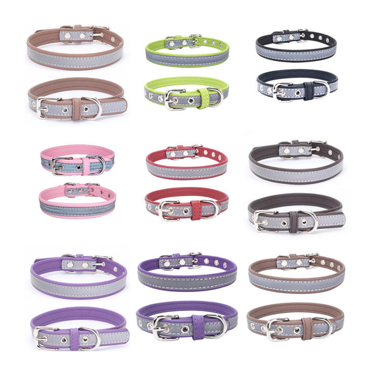 Reflektierender Hundehalsring, Doppelschicht-weiche lederne Haustier-Leine, Cat Dog Collar Leash Set