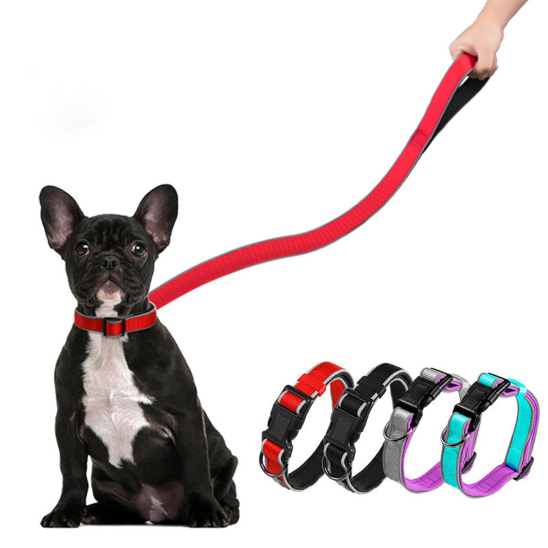 Reflektierender Breathable Nylonhundehalsring-innerer Schaum-starker Hundehalsring-und Leinen-Satz
