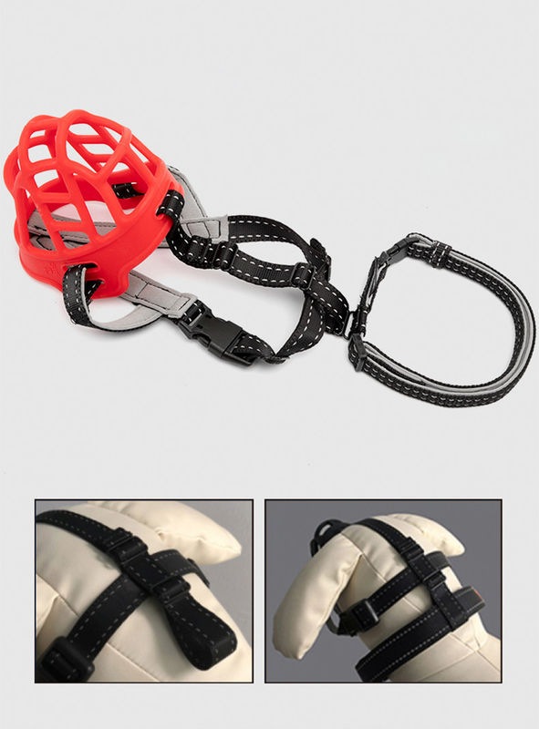 Hundemündungs-Breathable Silikon-Korb-Mündungs-Hundemund-Abdeckung mit Nackenband mit Halterung für Tag und Nacht das Anti-Beißen