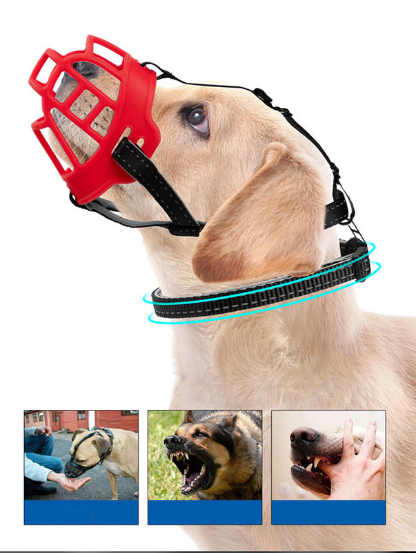 Hundemündungs-Breathable Silikon-Korb-Mündungs-Hundemund-Abdeckung mit Nackenband mit Halterung für Tag und Nacht das Anti-Beißen
