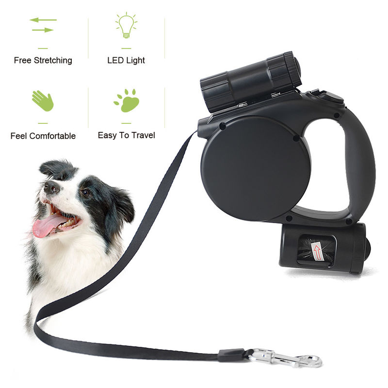 Automatische einziehbare 3 in 1 Seil-Hundeleine mit Taschenlampen-und Heck-Taschen